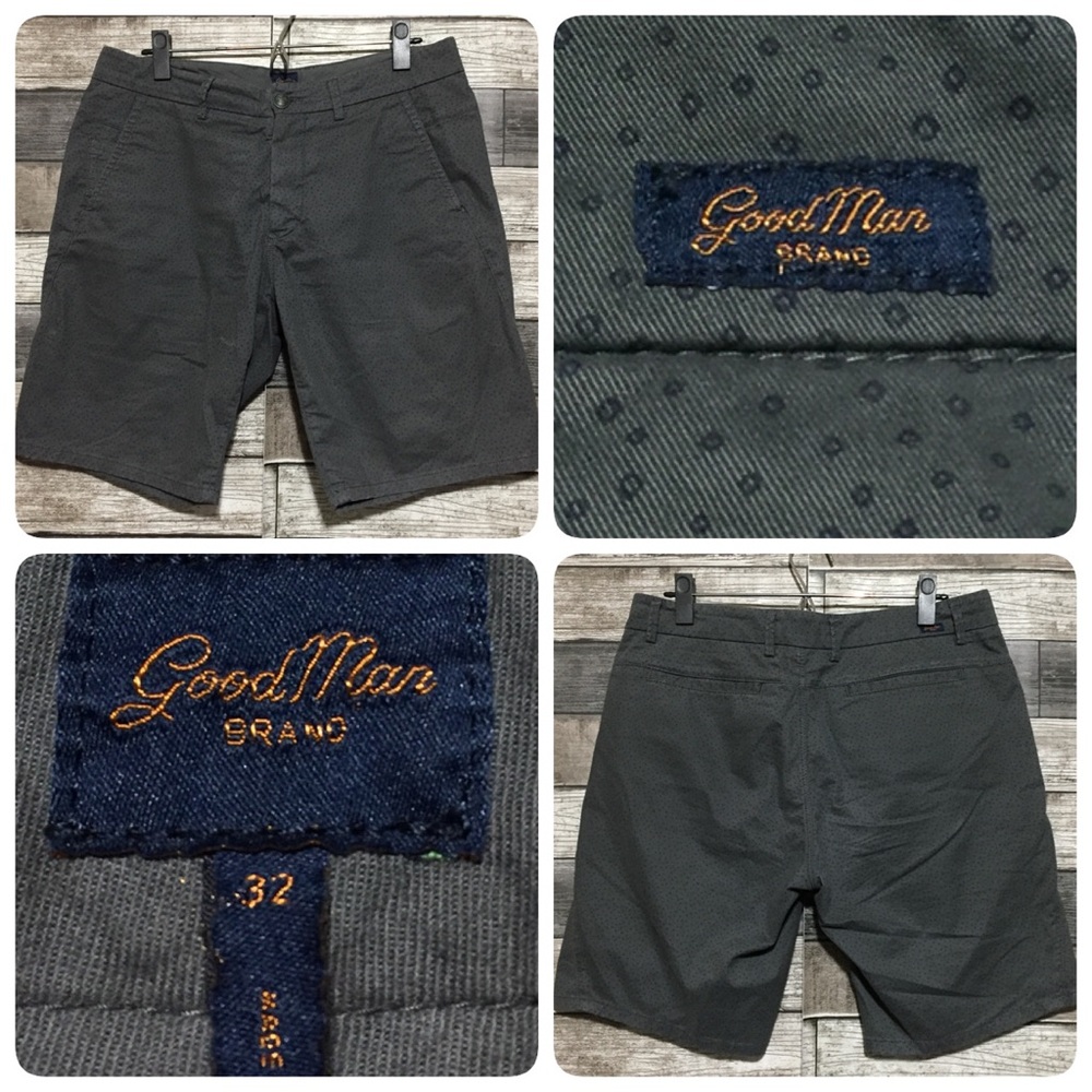 Good Man Brand Chino Shorts Men’s 32 Gray Dot Pattern (Inseam 9) Stretch